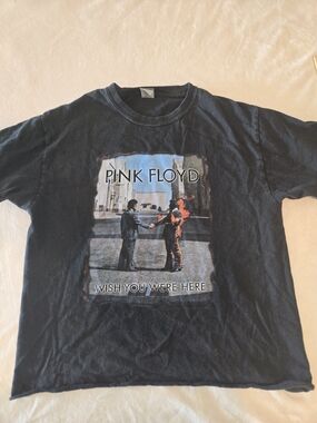 VTG Pink Floyd Men's  'Wish You Were Here' Black Graphic Tee Cotton Medium